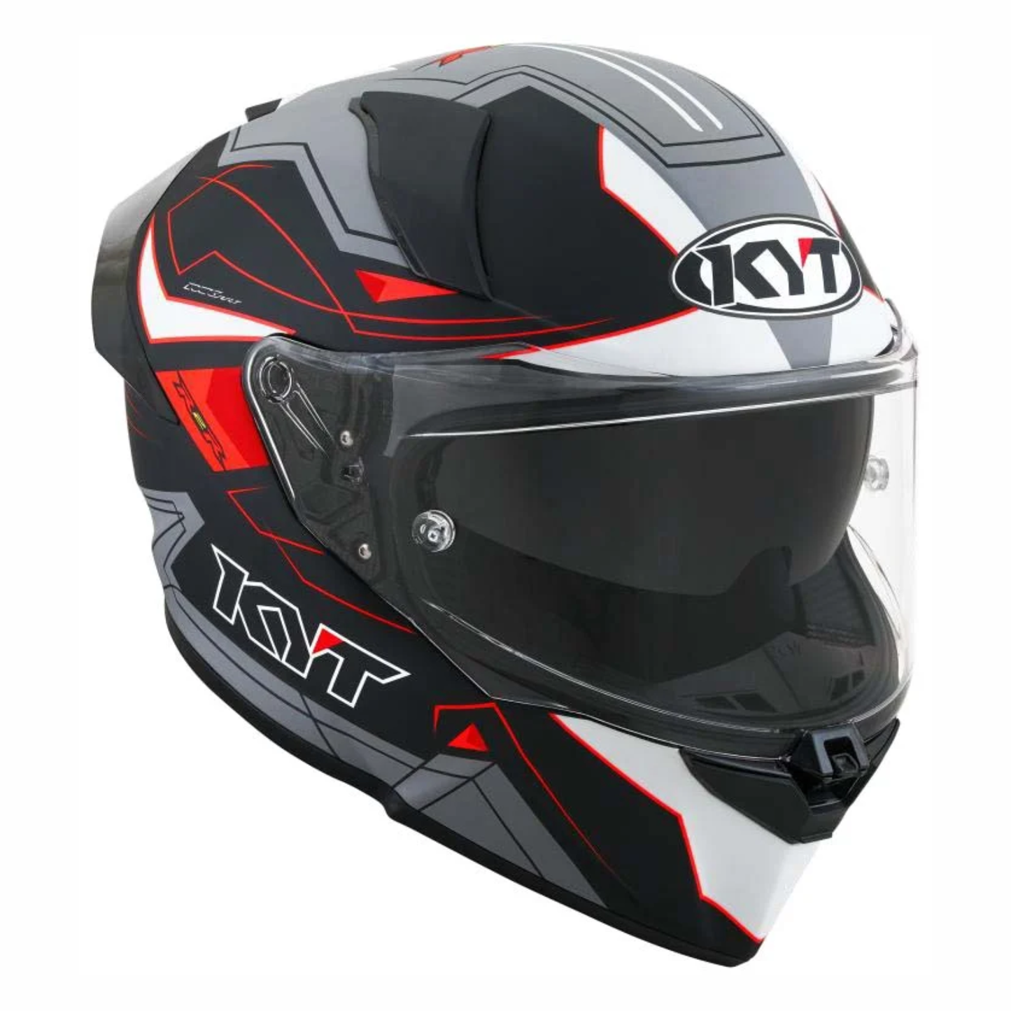 KYT R2R Pro LED Helmet - Matt Black Grey Fluro Red