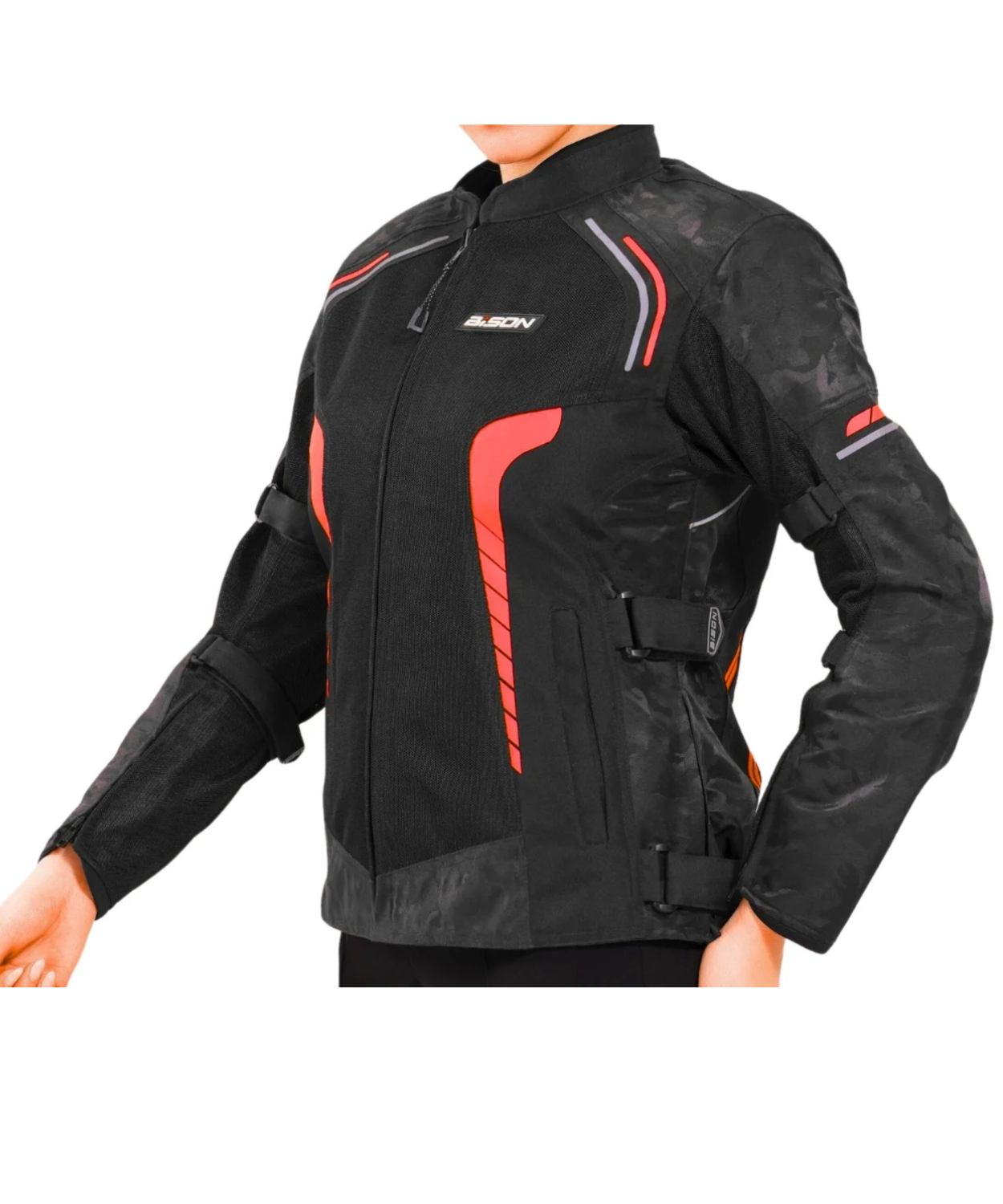 Bison ProGear Phoenix Women Riding Jacket - Hi-Viz Red