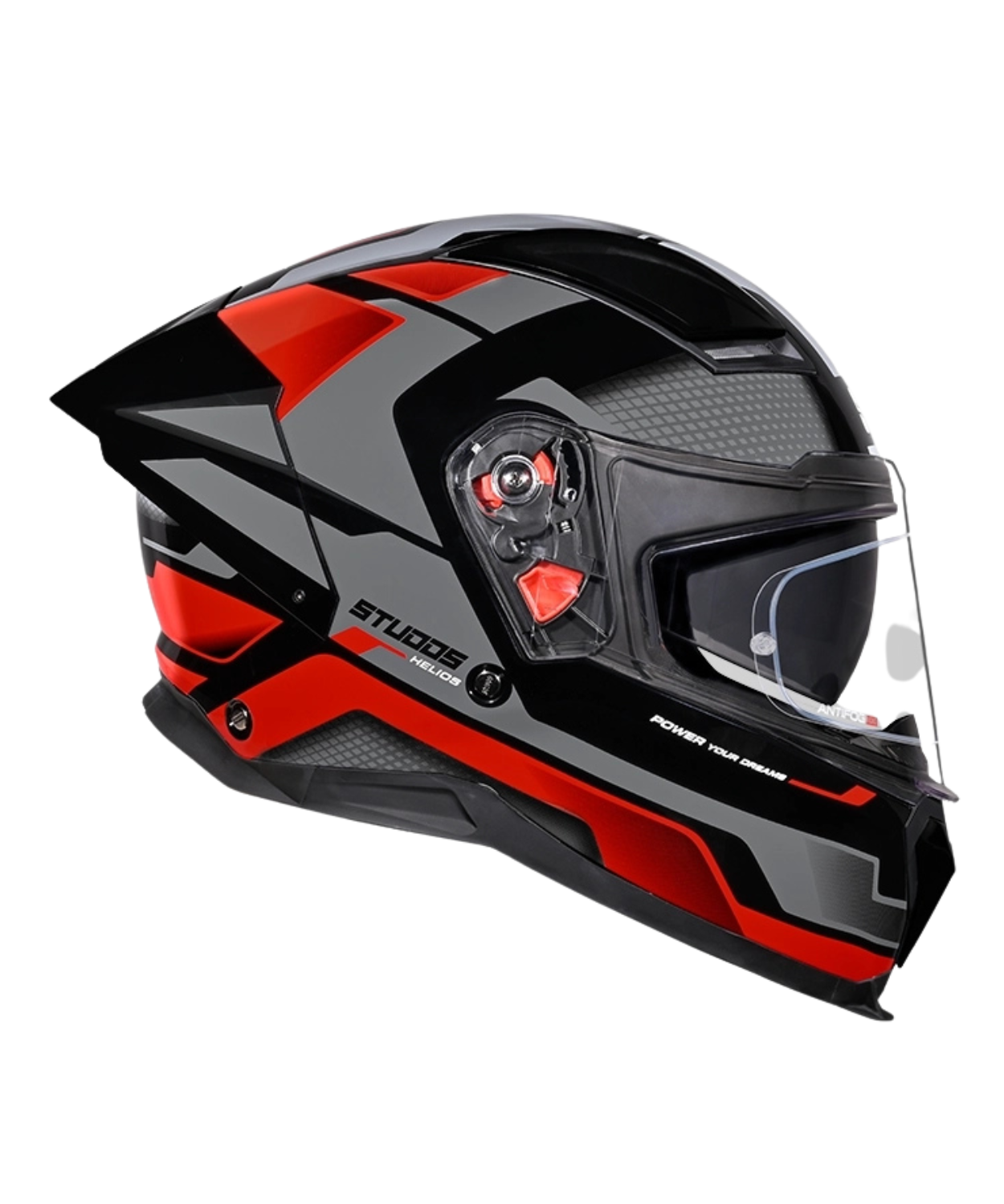 Studds Helios D1 Asphalt Decor Graphics Helmet - Gloss Black Grey Red N2