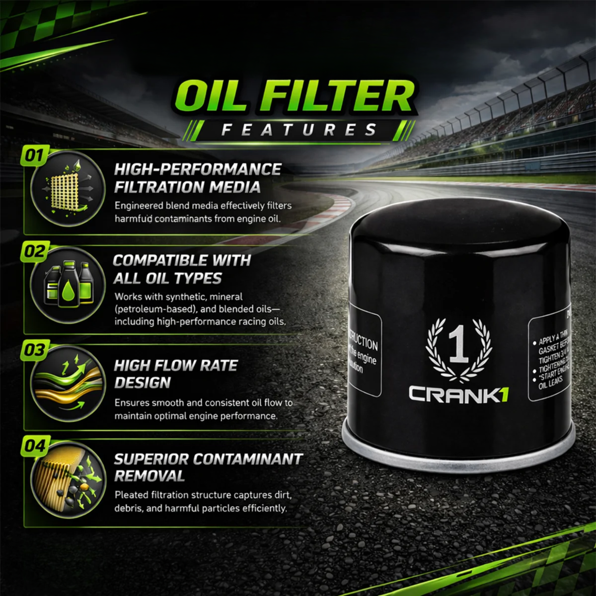 Crank1 Ducati Scrambler Classic 800 (2015-2018) Performance Oil Filter - CPO-153 - Crank 1