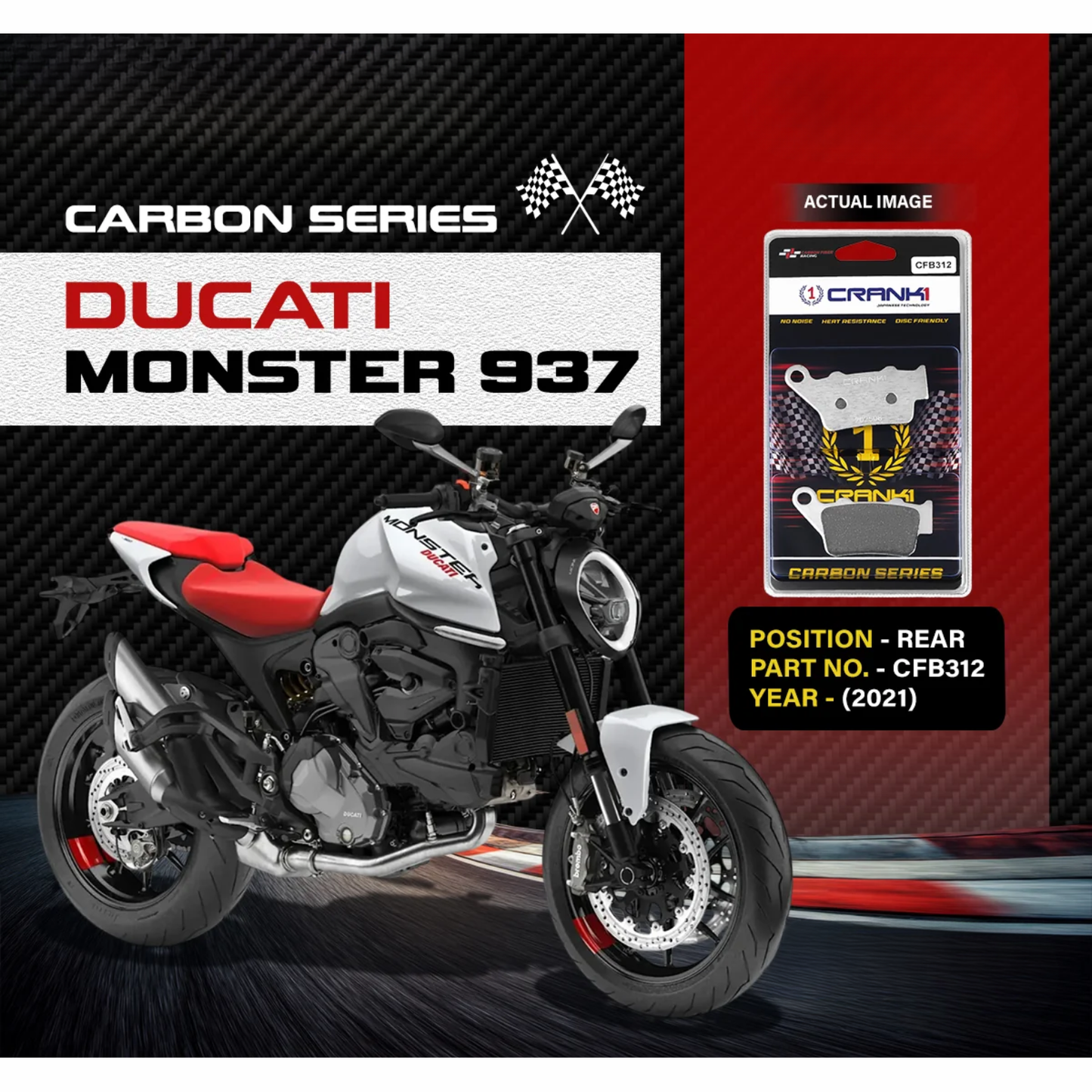 Crank1 Carbon Brake Pads for Ducati Monster 937 (2021)