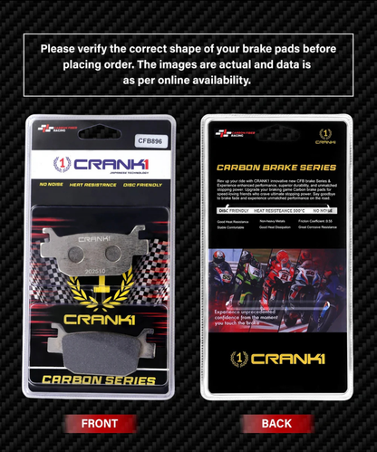 Crank1 Carbon Brake Pads for Benelli TNT 300 (2015 Onwards)