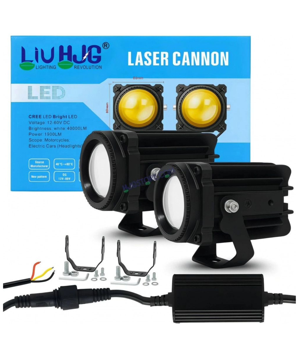HJG 80W Laser Cannon Fog Light Dual Colour - Pair