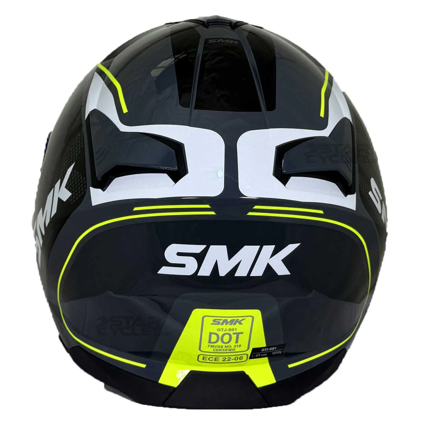SMK GTJ Tourer GRPS GL614 Half Face Helmet - Gloss Grey Black Hiviz