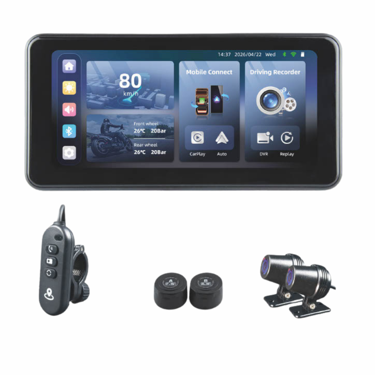 Simtac M10DT Pro Motorcycle Navigation Screen 6.0 Inches with DVR / TPMS