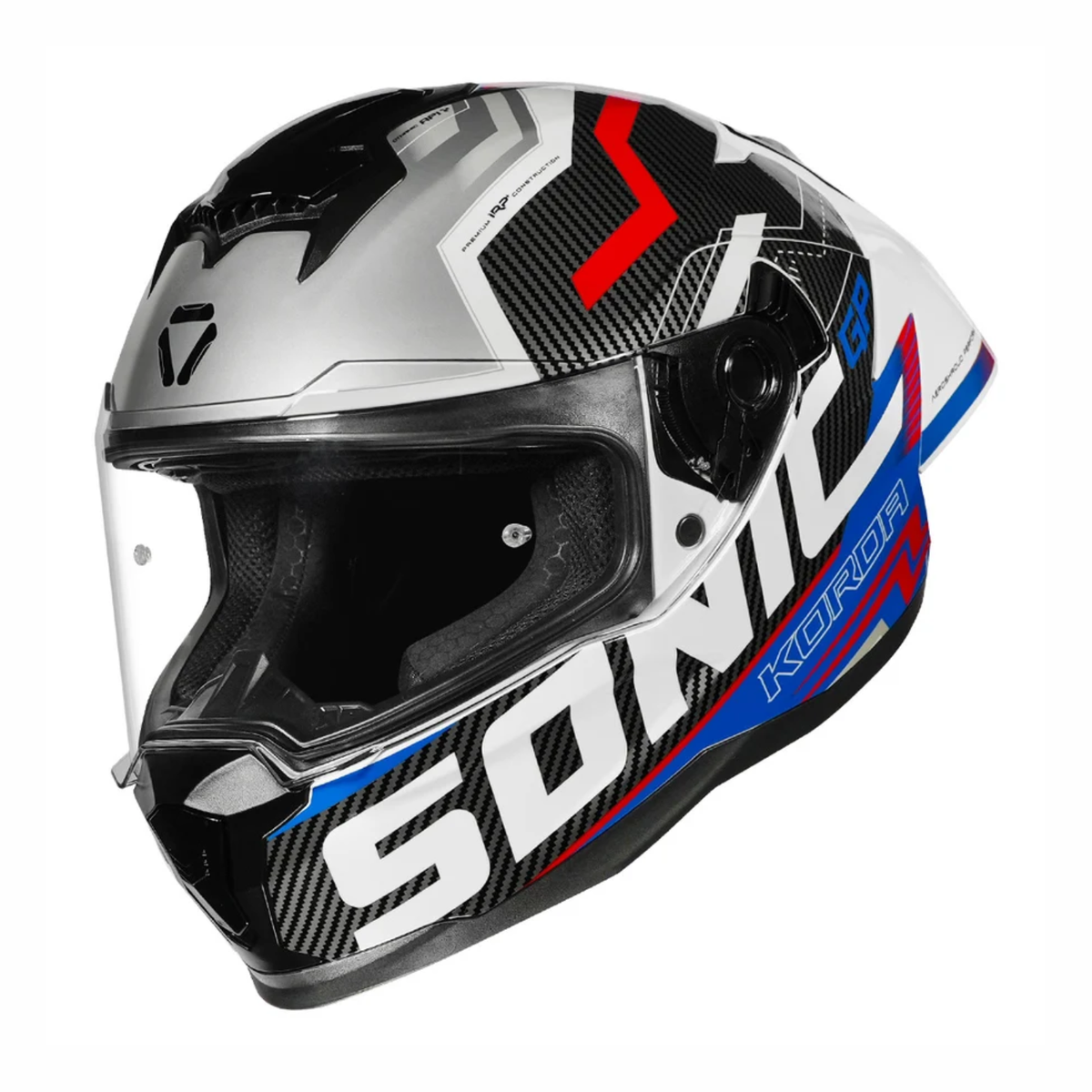 Korda Sonic GP SPI-D Helmet - Gloss Silver White Blue