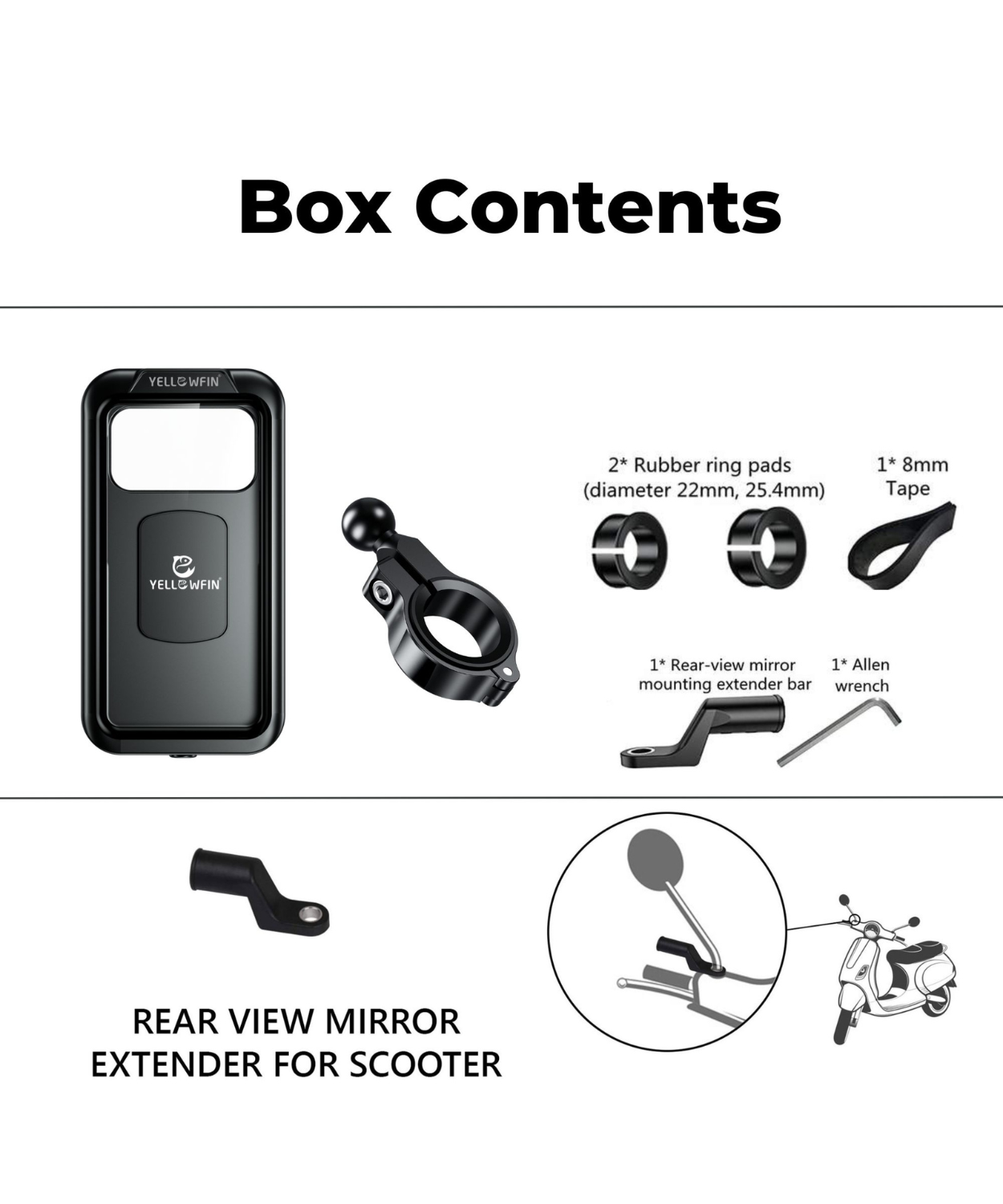 Yellowfin Fully Waterproof Bike Mobile Phone Holder Mount with Vibration Damper without Charger - M18L-C1