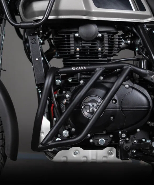 Zana Engine Frame Texture Himalayan / Compatible With Scram 411 BS6 (2021-22) - Matt Black - ZI-5040