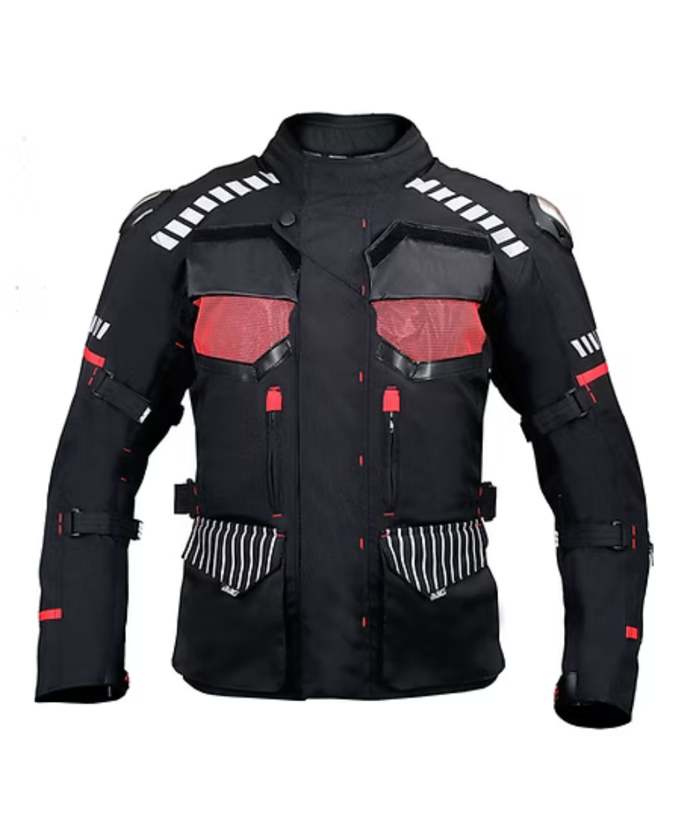 BBG Adventure Riding Jacket with Chest Guard with Liner - Black