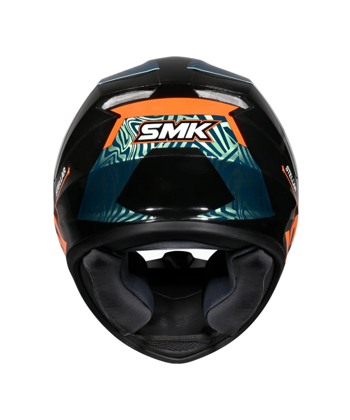 SMK Stellar Fury GRPS GL257C Full Face Helmet - Gloss Black Blue Orange - SMK