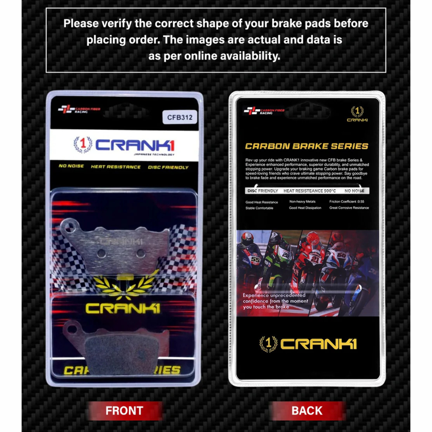 Crank1 Carbon Brake Pads for Ducati Scrambler 1100 Dark Pro (2021-2025)
