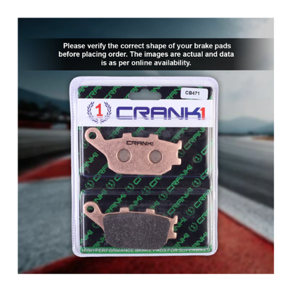 Crank1 Fully Sintered H2 Series Brake Pads for Suzuki V-Strom 650 (2017-2022)