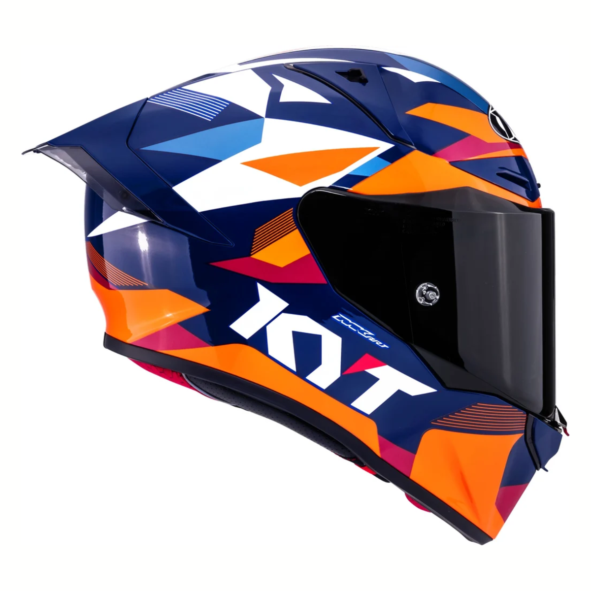 KYT R1R Diamond Carbon Fiber Helmet - Gloss Blue Orange - KYT Helmets