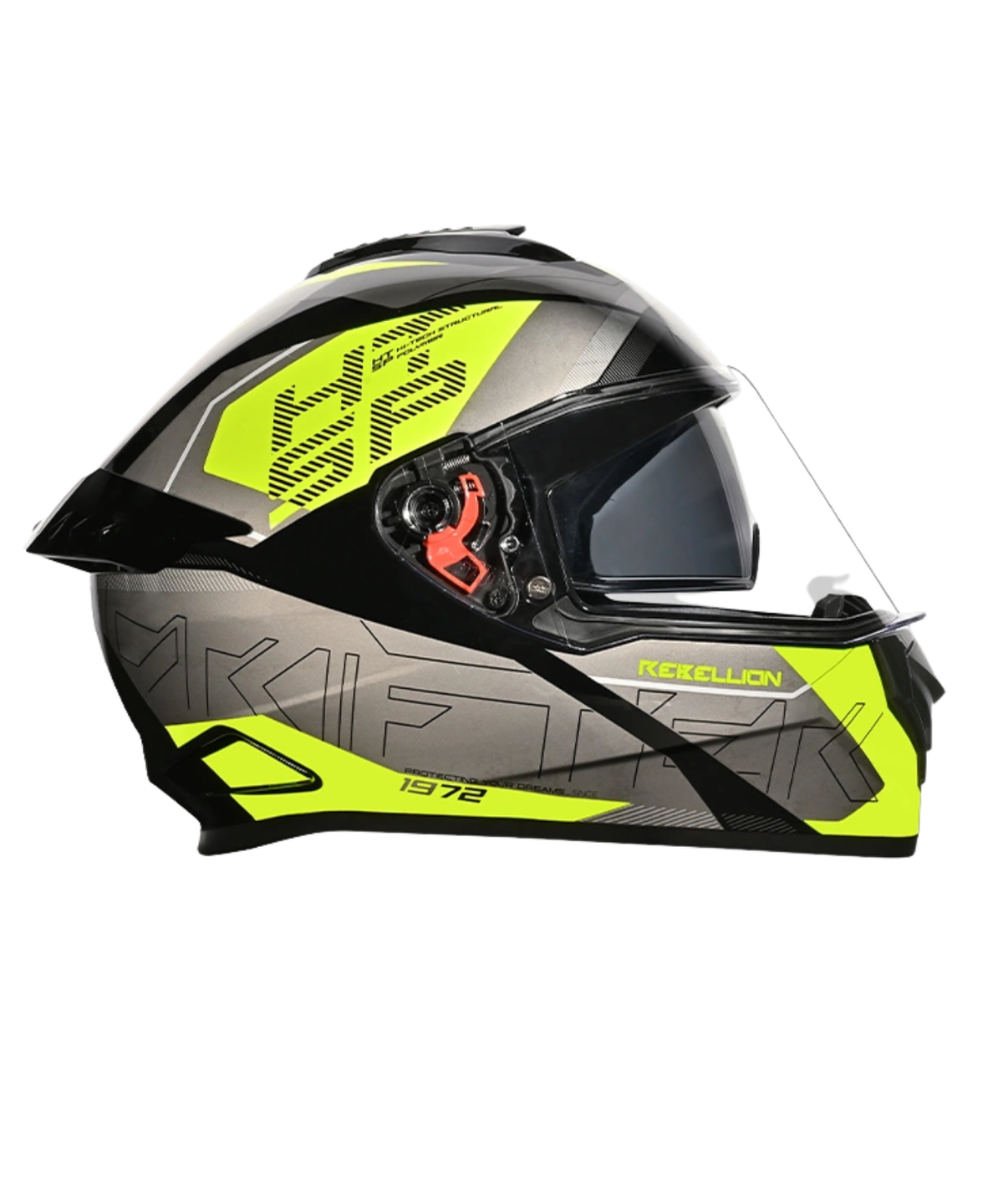 Studds Drifter D6 Rebellion Decor Graphics Helmet - Gloss Fluorescent Yellow N5 - Studds