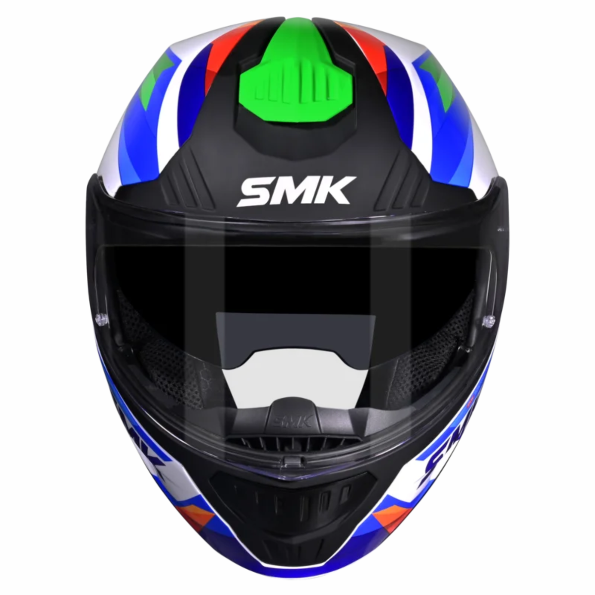 SMK Gullwing Charger GL158 Flip Up Helmet - Gloss Black White Blue - SMK