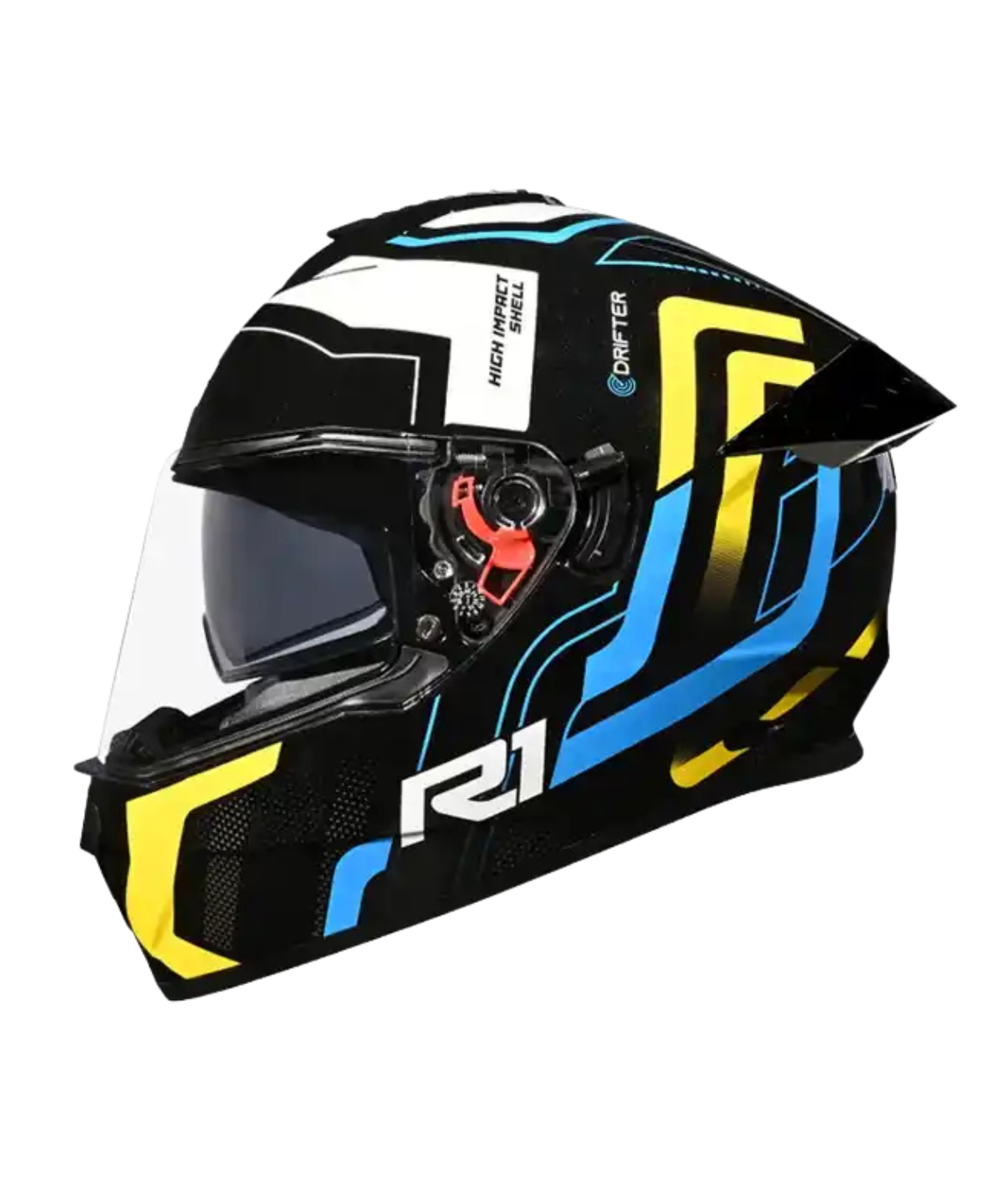 Studds Drifter D4 R1 Decor Graphics Helmet - Gloss Black Yellow White N6 - Studds
