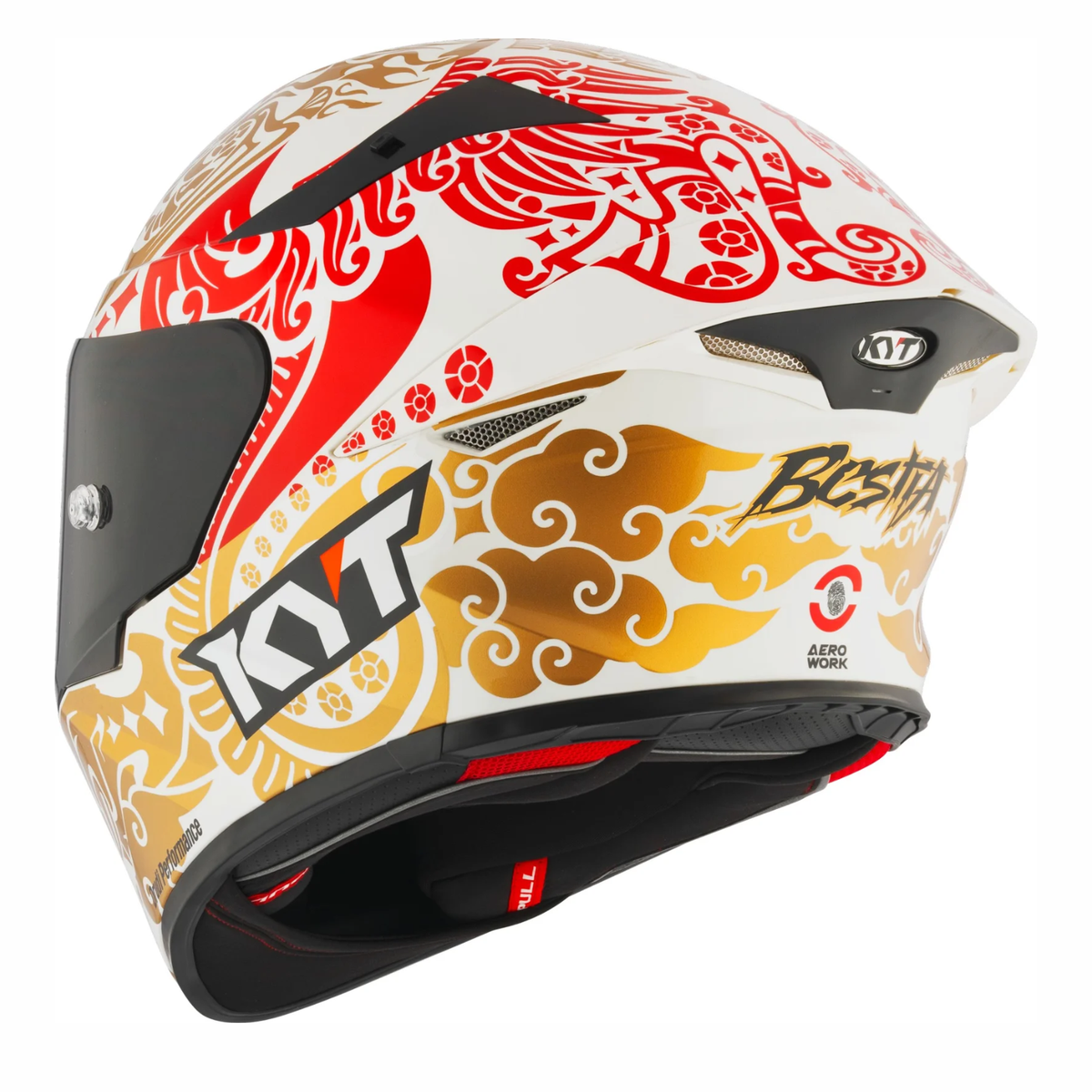 KYT TT-Revo Enea Bastianini Indonesia 2023 Replica Helmet - Gloss Pearl White - KYT Helmets