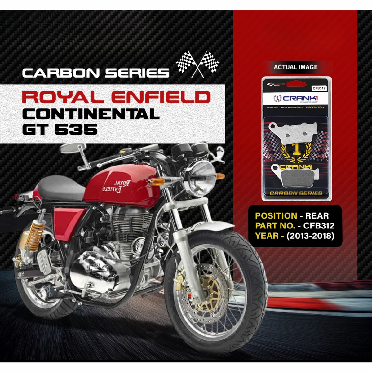 Crank1 Royal Enfield Continental GT 535 (2013-2018) Carbon Brake Pads