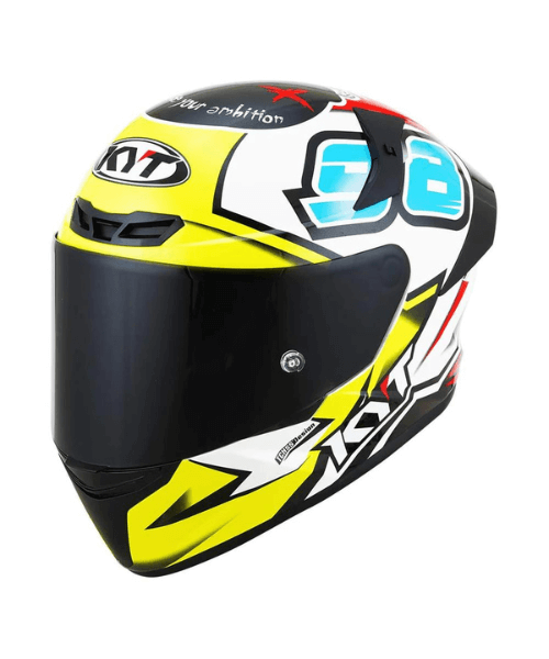 KYT TT Course 98 Bomb Helmet - Gloss Yellow Black Blue