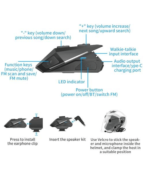 YZ06 Helmet Bluetooth Headset with Voice Assist