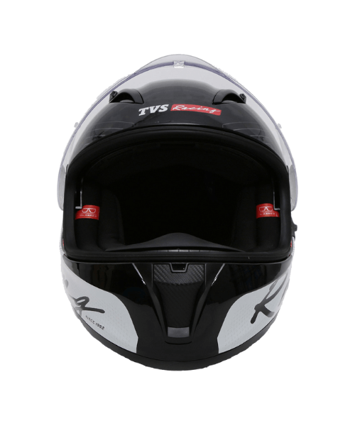 TVS Racing Matt Helmet - Red & White Double Visor