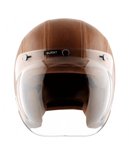 Axor Retro Jet Leather Burnt Helmet - Camel Brown