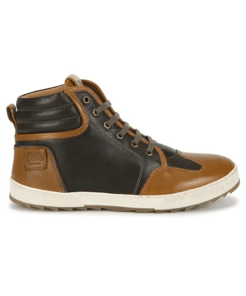 Royal Enfield Contrast Retro Riding Boots - Olive & Tan