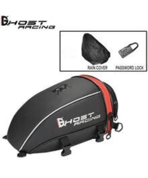 Ghost Racing Carbon Fiber Motorcycle Tank Bag Rear Seat Bag - Red