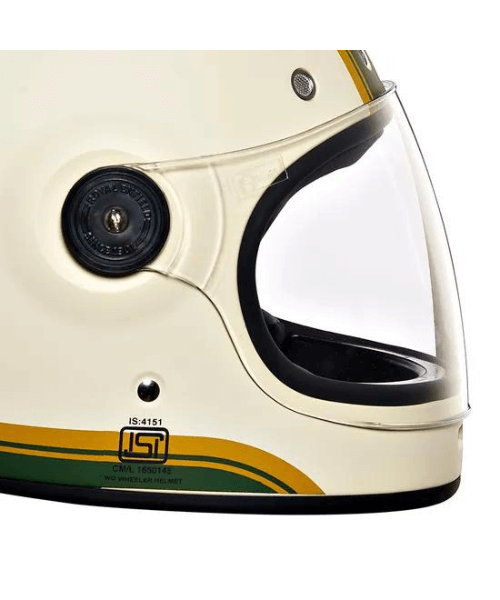 Royal Enfield Drifter V2 White Big Stripe Helmet - Matt Battle Green