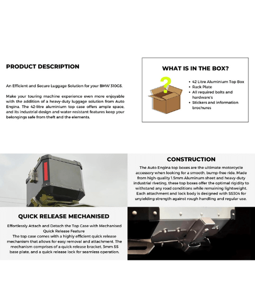 Auto Engina BMW G310GS Topbox - Black