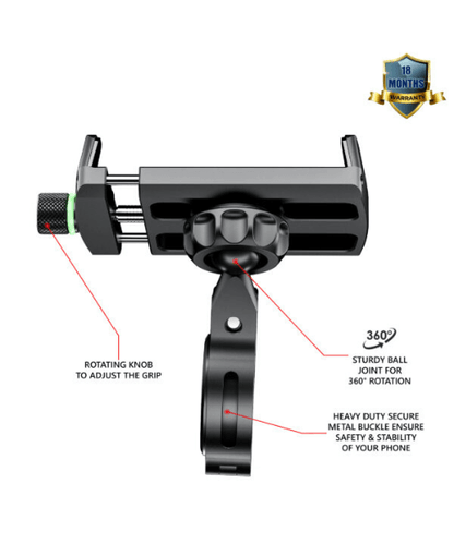 Yellowfin Claw Grip Aluminium Mobile Phone Holder Mount with 360 Rotation - M7 Black