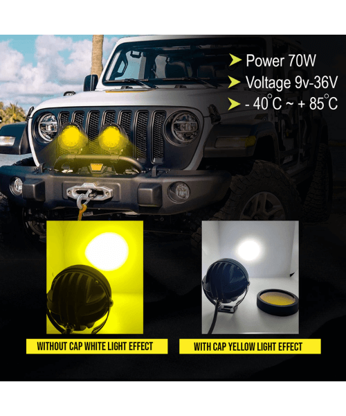 HJG 7 Led White/Yellow Fog Light (70W) with yellow filter