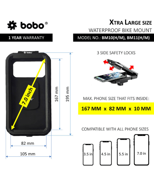 BOBO BM11 Fully Waterproof Bike Phone Holder Motorcycle Mobile Mount