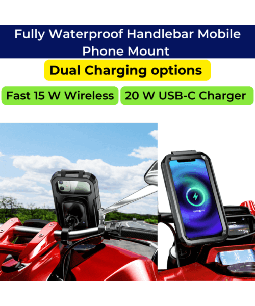 Yellowfin Fully Waterproof Bike Handlebar Mobile Phone Mount with Charger - M18L-A1 Handlebar