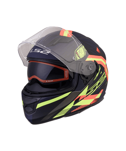 LS2 FF320 Stream Evo Reflex Hi-Viz With Pinlock Helmet - Gloss Navy Blue Orange