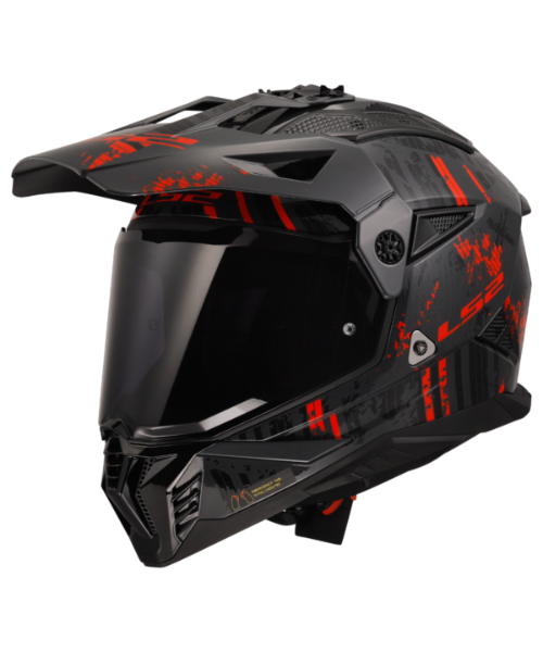 LS2 MX436 Pioneer II Dual Sport Helmet ECE 22.06 - Crazy Gloss Black Red