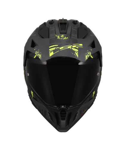 LS2 MX436 Pioneer II Dual Sport Helmet ECE 22.06 - Crazy Matt Black Hi Viz Yellow