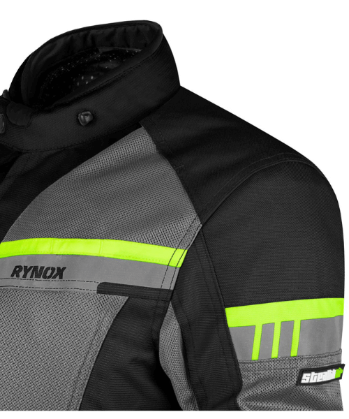 Rynox Stealth Air Pro Riding Jacket - Black Hiviz Green