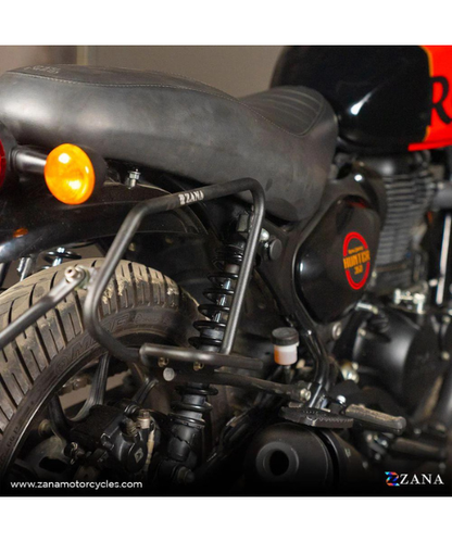 Zana Saddle Stay Mild Steel with Exhaust Shield Black For Royal Enfield Hunter 350 - ZI-8325