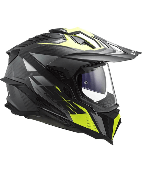 LS2 MX701 C Explorer Focus Carbon Helmet - Matt Titanium Hi-Viz Yellow