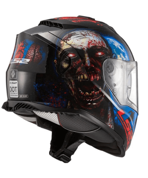LS2 FF800 Storm Heart Brain Helmet - Gloss Black Glow in the Dark Helmet