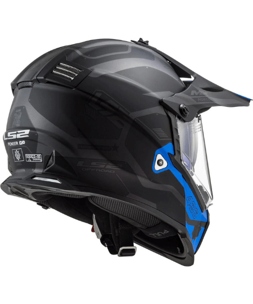 LS2 MX436 Pioneer Evo - Cobra Matt Black Grey Blue Helmet