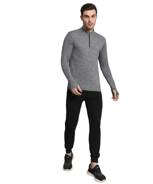 Reccy Men's Nomadic Full Sleeves T Shirt - Charcoal Gray