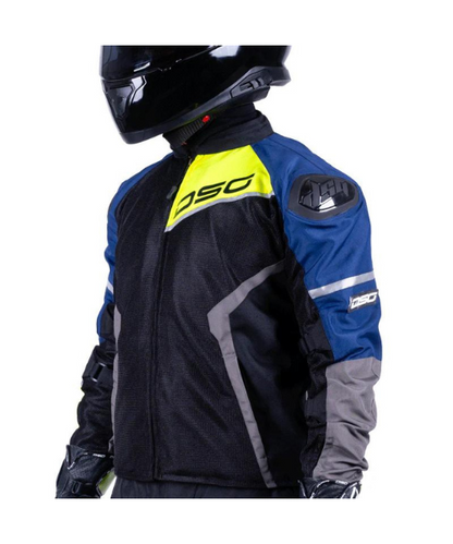 DSG Apex Air Flow Riding Jacket - Blue Grey Yellow Fluo