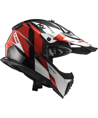 LS2 MX437 Fast Evo Strike Motocross Helmet - Gloss Black White Red