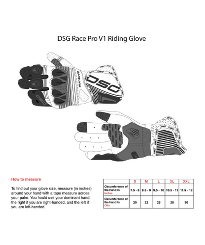 DSG Race Pro V1 Riding Gloves - Black Red Fluo White