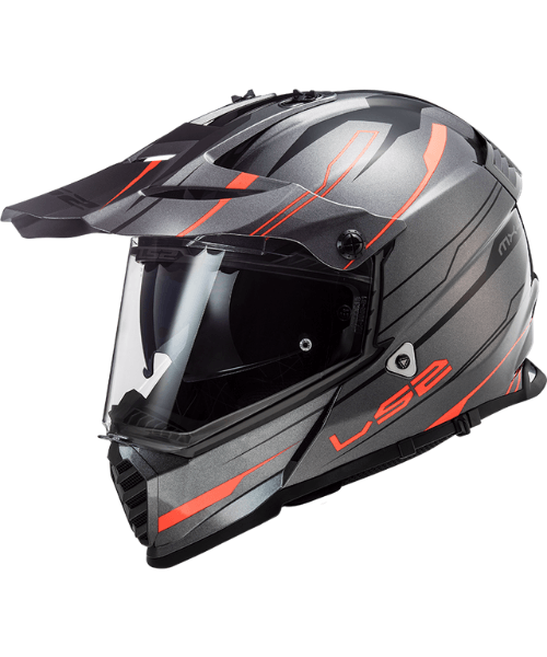 LS2 MX436 Pioneer Evo Dual Sport Helmet - Gloss Knight Titanium Orange