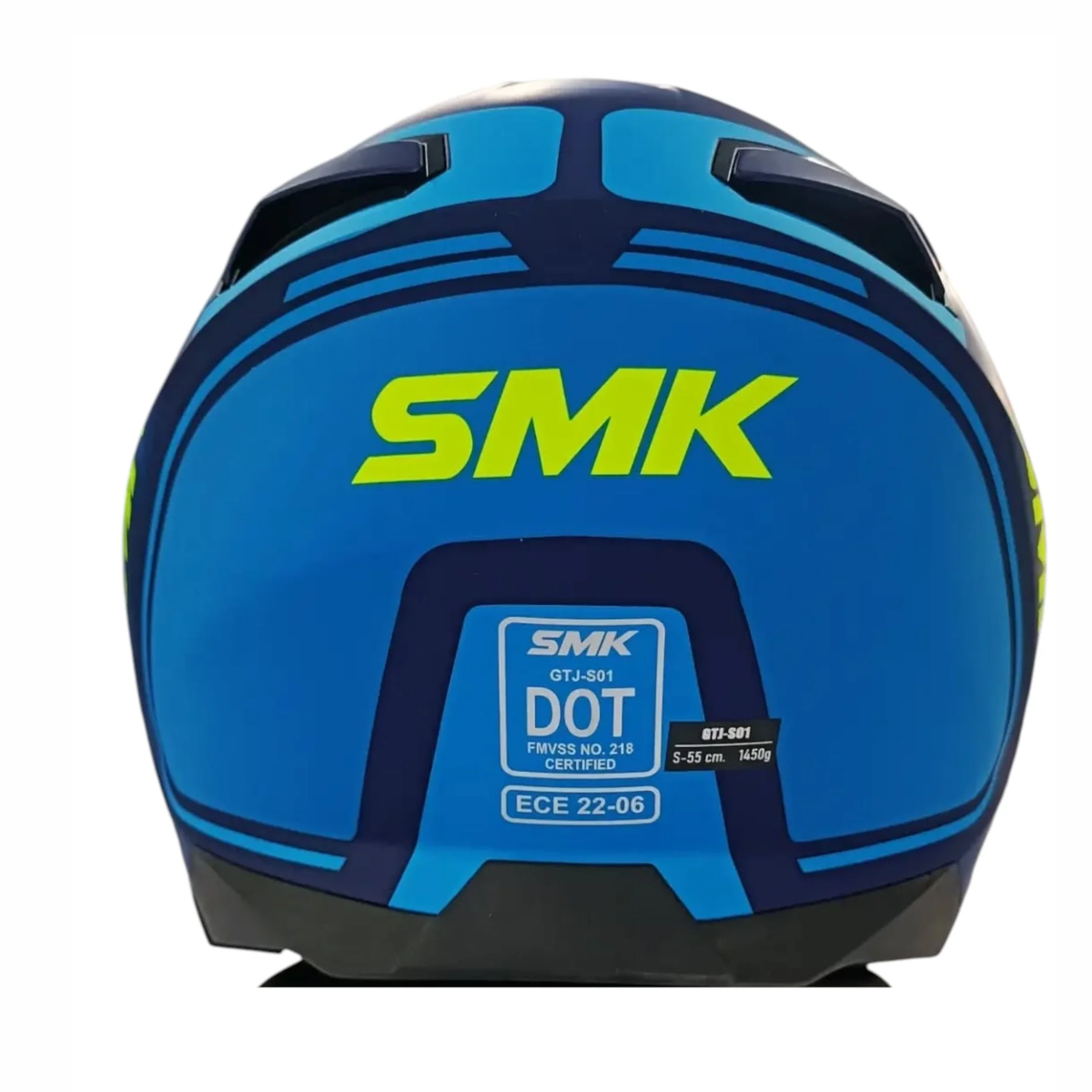 SMK GTJ Tourer GRPS MA545 Half Face Helmet - Matt Blue Hiviz - SMK