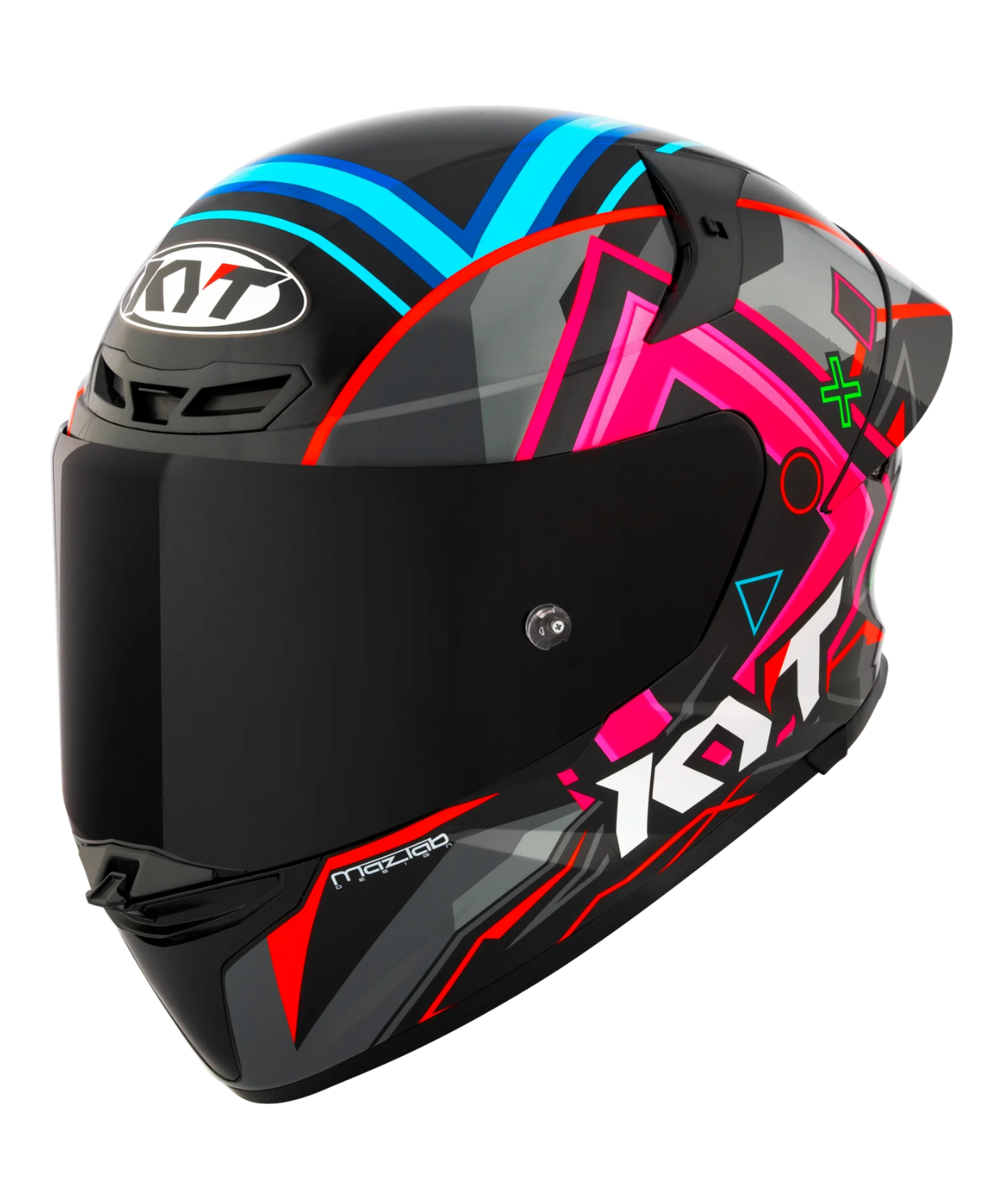 KYT TT-Revo Ratthapark Play Replica Helmet - Gloss Black Pink Green