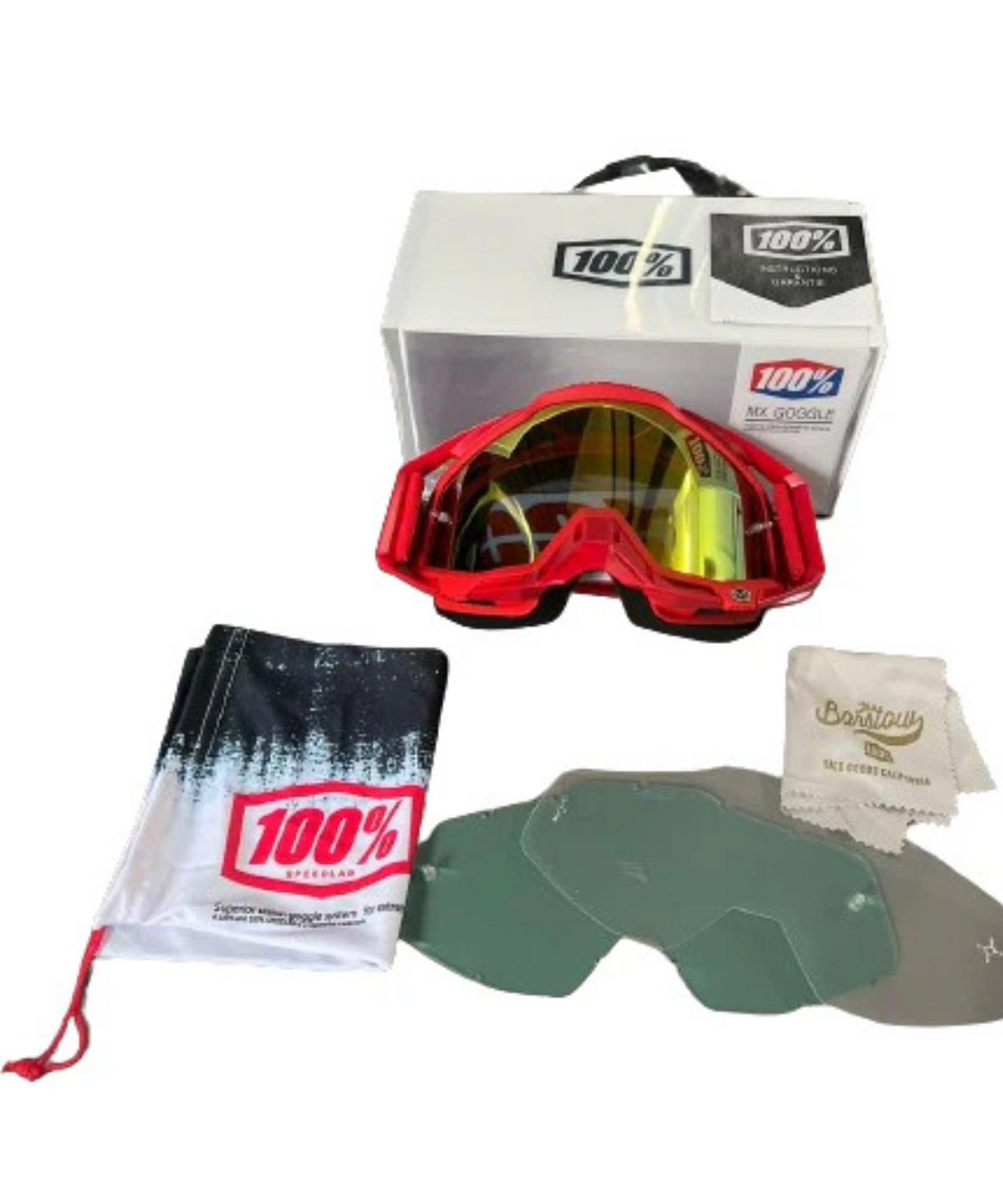 100% ADV Racecraft Mirror Yellow Lens Goggle - Red - 100%